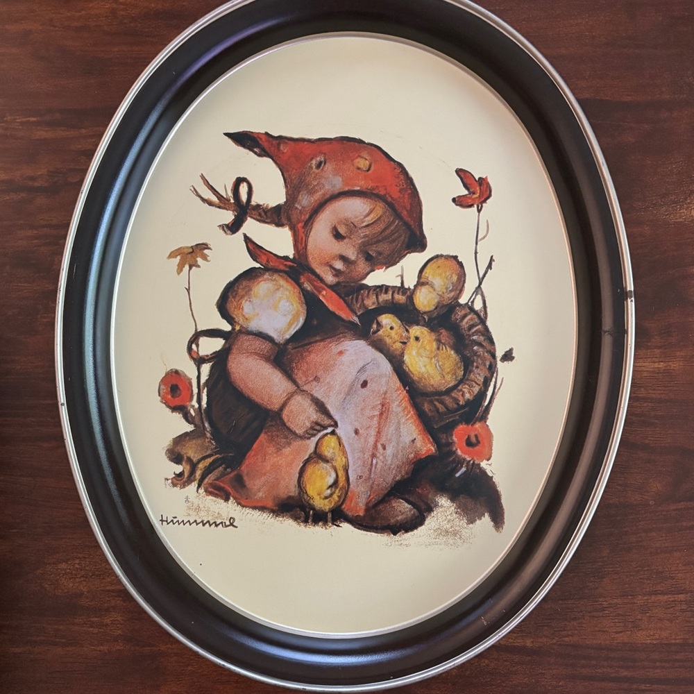 Hummel Tray Girl with Chickens Vintage 1983